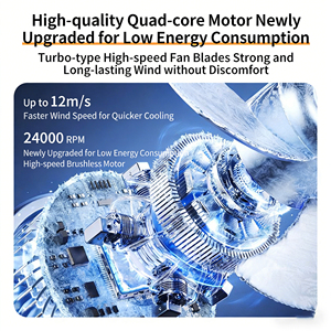 Ventilateur portatif mini rechargeable, puissant, à turbine, haute vitesse, avec écran digital - Product Image 4