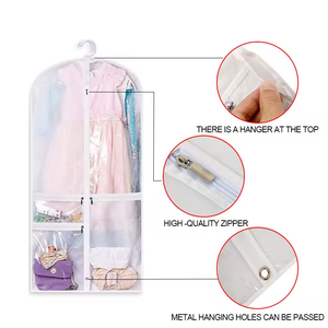 Sacs de transport pliables pour costumes de danse avec 3 poches zippées en PVC pour chaussures et accessoires, housse de protection pour robes - Product Image 4