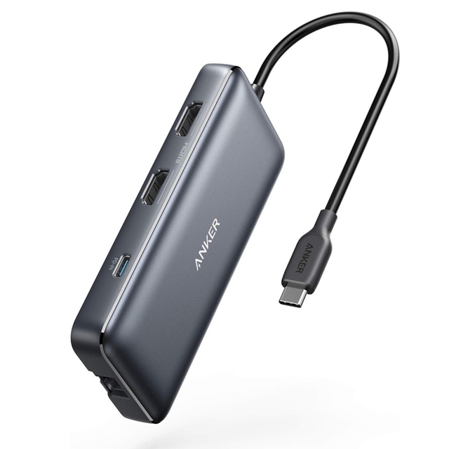 Anker 8 in 1 USB C Hub 4K Dual Monitor 2 HD-MI 1 Gbps Ethernet Hub 85W Power Delivery SD Card Reader for MacBook Pro