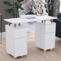 Ensemble table et chaises de manucure double en bois pour salon de beauté au design moderne bureau de luxe pour les ongles avec dépoussiéreur