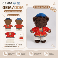 Ensemble de vêtements personnalisés pour poupée en peluche : haut imprimé style chinois et short blanc pour ours en peluche, tenue de déguisement