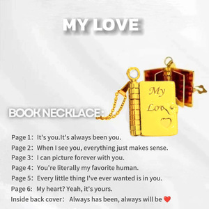 จี้สร้อยคอรูปหนังสือเปิดได้ สำหรับคู่รัก พร้อมข้อความรัก สร้อยคอจี้ล็อกเก็ตแบบเปิดได้ เครื่องประดับข้อความลับแสนโรแมนติก - Product Image 2
