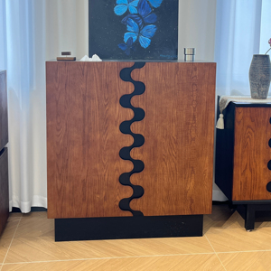 Buffet moderne ondulé grande capacité pour salon, meuble de rangement latéral en bois massif pour la maison - Product Image 2