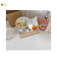 Miroir de maquillage Art Déco pour salle de bain avec support en bambou naturel, portable, à poser sur table/bureau/comptoir, origine Fujian
