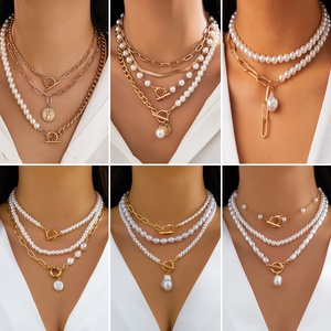 Collana da Donna con Perle Barocche e Perline Placcate Oro, Accessorio Creativo Irregolare per Clavicola, Accessorio di <span class=keywords><strong>Moda</strong></span> all'Ingrosso - Product Image 5
