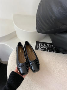 Usine en gros plat ballet argent louche lumière bouche arc tête carrée semelle souple chaussures simples sans lacet femmes appartements - Product Image 6