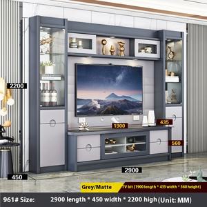 テレビユニットモダンスタイル工場卸売モダンテレビ壁木製高級メディアコンソールリビングルーム家具テレビスタンド - Product Image 2