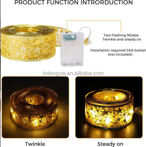 <span class=keywords><strong>Ruban</strong></span> lumineux pour arbre de Noël, alimenté par piles, nœuds de <span class=keywords><strong>ruban</strong></span> lumineux pour Noël, décoration de Noël DIY, <span class=keywords><strong>multicolore</strong></span> changeant - Product Image 4