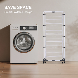 Vente en gros Séchoir à <span class=keywords><strong>linge</strong></span> avec revêtement en poudre à quatre couches Séchoir à <span class=keywords><strong>linge</strong></span> vertical avec roue - Product Image 2