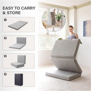 Colchón de espuma viscoelástica de tres pliegues, colchón plegable doble de 4 pulgadas con funda plegable y lavable, alfombrilla de viaje e invitados - Product Image 4