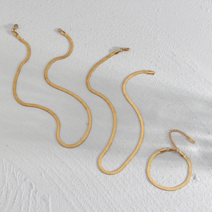 Anlauffreier Schmuck 18K Vergoldete Edelstahl-Schmuckkette Fischgrätenkette Halskette - Product Image 4