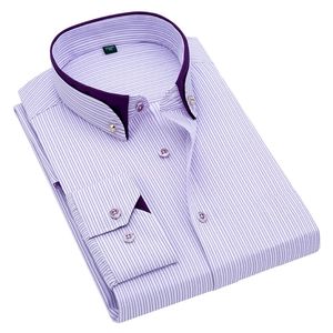 Camicie a righe a maniche lunghe formali di alta qualità camicie eleganti da <span class=keywords><strong>uomo</strong></span> camicie sociali <span class=keywords><strong>viola</strong></span> Camisa - Product Image 2