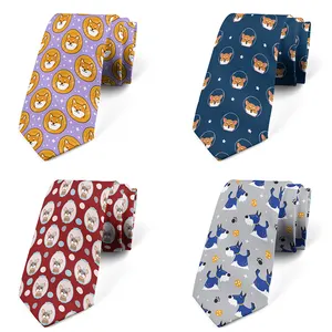 Gravata de poliéster casual para homens, gravata de bar e clube de negócios, gravata de desenho animado fofa de 8 cm, novidade da moda