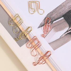 Pince à papier en forme de note de <span class=keywords><strong>musique</strong></span>, en métal, marque-pages amusants, pinces pour agenda, fournitures de bureau et de maison, doré - Product Image 4