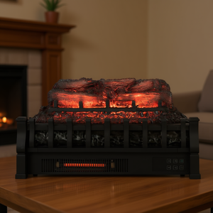 Product Category 23 Inch Electric Fireplace Pinewood Log Infrared <b>Quartz</b> <b>Heater</b> 1500W Adjustable Thermostat Led Display - Product Image 2