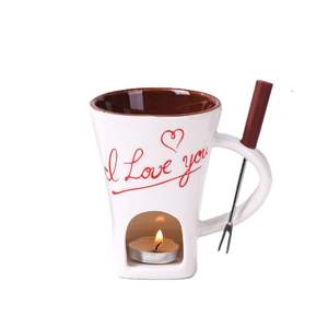 Tasse à chocolat en céramique pour couple, pour la Saint-Valentin, Noël, bouilloire à <span class=keywords><strong>feu</strong></span> pour la crème glacée, fondue au fromage - Product Image 2