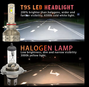 หลอดไฟหน้ารถยนต์ T9S กำลังสูง 180W 9007 9012 9005 9006 H7 H4 หลอดทองแดงสามเส้น 6000K - Product Image 4