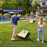 Ensemble de jeu de Cornhole d'extérieur en contreplaqué YumuQ, planches de Cornhole pliables portables avec sacs de haricots et étui de transport pour les jeux de lancer en plein air