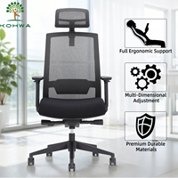 Chaise de bureau ergonomique moderne en maille avec accoudoirs réglables en hauteur et support lombaire, personnalisation prise en charge