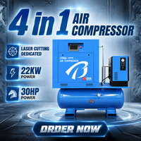 Compresseurs d'air portables et mobiles, lubrifiés, refroidis par air, 22 kW, 16 bars, pompe et moteur quatre-en-un, gain de place