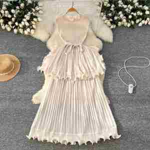 Vestido Midi Casual de Verano para Mujer, Elegante, Tejido, con Estampado Digital, Sin Mangas, Estilo Imperio, con Volantes, Silueta en A, Poliéster/Algodón - Product Image 4