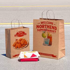 Sac en papier biodégradable et écologique pour emballage de poulet frit, nuggets, burgers et frites, taille personnalisée, pour restauration rapide - Product Image 6