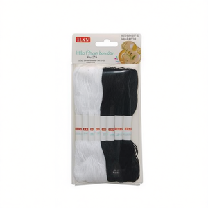 Filo da ricamo Iln 30s/2*6 Nero Bianco 8 pezzi circa per cucito a mano e artigianato - Product Image 1