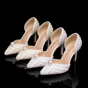 Sandales à Talons Aiguilles de 8 cm Ornées de Perles Bout <span class=keywords><strong>Fermé</strong></span> pour Mariage, Soirée, Robe, avec Bride Cheville pour Femme - Product Image 6
