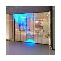 3D P16 500X1000mm cam pencere reklam ve perakende mağaza için zemin standı ile LED şeffaf ekran LED Video duvar