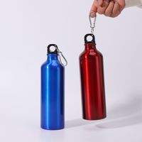 Bouteille d'eau en aluminium pour sports de plein air, portable, avec logo gravé, crochet d'alpinisme, petite ouverture, simple paroi, isotherme