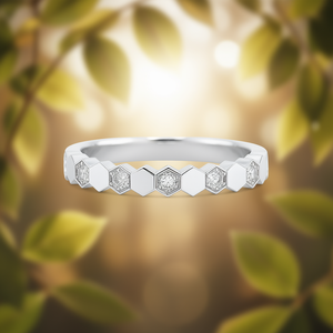 White Gold Diamond <b>Ring</b> With Half <b>Circle</b> Setting For Women, Minimalist Engagement Band, Natural D Color Diamonds, Model F624 - Product Image 2