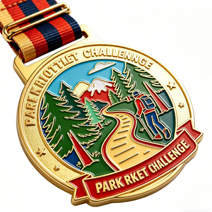 Venta Directa de Fábrica, Medalla 3D Personalizada de Metal Chapada en Oro, Impresión Offset, Cinta Roja y Blanca, Regalo Promocional con Temática Deportiva - Product Image 2