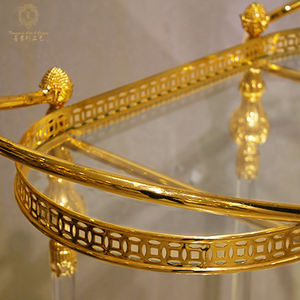 도매 럭셔리 황금 이중 유리 호텔 서빙 트롤리 하이 퀄리티 식당 거실 주방 사용 - Product Image 2