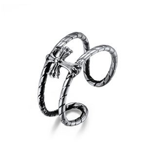 Cross Open Unisex <b>Titanium</b> Steel <b>Ring</b> For Couples Gift Jewelry - Product Image 1