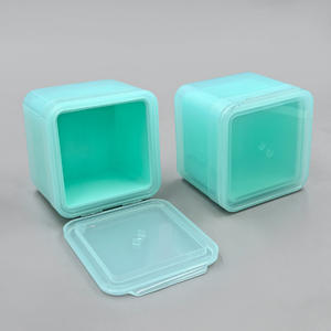 Bouteille carrée en plastique <span class=keywords><strong>à</strong></span> double paroi personnalisée pour les soins de la peau Pot de tampon de coton carré Tweenzers de flocon de coton démaquillant pour le visage - Product Image 4