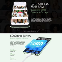 Ulefone Note 19 3GB + 32GB معرف الوجه والجانب بصمة بوصة أندرويد 14 Go Unisoc T603 ثماني النواة 4G هاتف محمول مزدوج الشريحة OTG