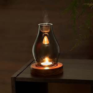 Lampada per Candele e Incenso <span class=keywords><strong>Vintage</strong></span>, Stufa per Aromaterapia Stile Cinese, Portacandele in Vetro Antivento Fatto a Mano con Paralume in Vetro - Product Image 2