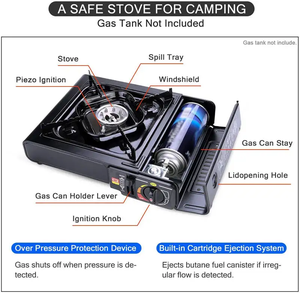 Cuisinière à gaz portable d'extérieur en acier inoxydable, mini cuisinière à gaz pour la cuisson, le barbecue et le camping, avec valise - Product Image 5