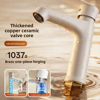 Robinet en laiton massif pour lavabo, eau chaude et froide, pour salle de bain domestique, avec raccords en laiton