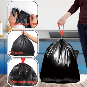 Bolsa De Basura De cuerda De alta resistencia al por mayor, <span class=keywords><strong>bolsas</strong></span> De basura con cordón de PE biodegradable de plástico reciclado negro de 120 litros - Product Image 1