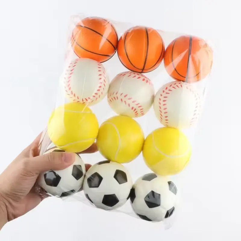 63Mm Kinderen Zacht Voetbal Basketbal Honkbal Tennis Speelgoed Ballen Schuim Spons Decompressie Ventileren Stress Ballen Voetbal Anti Stress