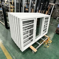 Ventana Moderna de PVC de Una Hoja con Rejilla Decorativa, Doble Acristalamiento Low-E Aislante para Villa y Casa