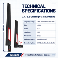 Antenne WiFi double bande 2,4 GHz 5,8 GHz à gain élevé 10dBi, pliable, SMA RP-SMA pour routeur, passerelle, PC