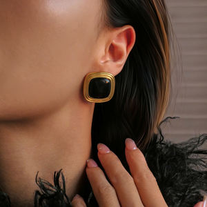 NUEVOS ARETES DE ARO CON OJOS DE GATO Y PUNTOS DE TIGRE GITANO, Dazan INS, Chapados en Oro de 18k, Acero Inoxidable Hipoalergénico, Joyería para Mujer - Product Image 2