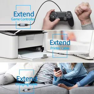 Câble d'extension USB tressé en nylon Charge rapide Transfert de données 16ft USB 3.0 a Mâle à un câble d'extension Femelle