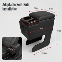 Foshan Carfu AC-457 Boîte d'accoudoir latérale universelle pour siège de voiture avec porte-gobelet et rangement pour téléphone, OEM, vente en gros, couleur personnalisée, directement