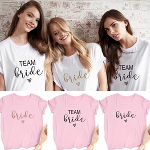 Equipo novia corazón Evjf despedida de soltera mujeres Gropu camiseta chica boda Mujer Tops <span class=keywords><strong>camisetas</strong></span> Mujer negro Rosa Blanco ropa - Product Image 1