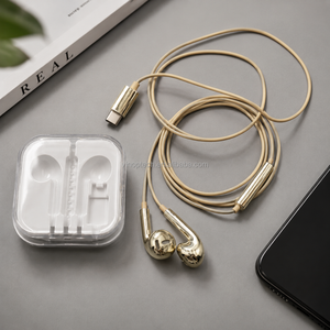 Auriculares con Cable Tipo C Dorados, Auriculares Estéreo Premium con Micrófono para Teléfono Inteligente, Tableta y Computadora Portátil - Product Image 5