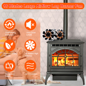Doppio 2 motori 8 pale camino ventilatore stufa a legna ventilatore - Product Image 6