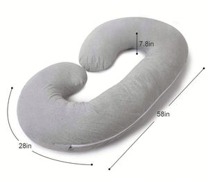 Almohada de Cuerpo Completo en Forma de C, Color Gris Natural, para Soporte de Maternidad y para Dormir en Posición de Embarazada - Product Image 5